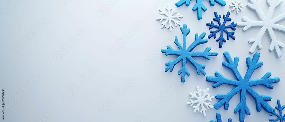 Snowflakes on a winter background create a serene and calming atmosphere, Concept christmas decor background snowflakes clean Snowflakes on a winter background create a serene and calming atmosphere, Concept christmas decor background snowflakes clean