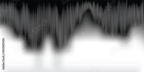 Smooth transition from black to white. Black and white Design element. Abstract northern lights. Striped pattern. Vector background.