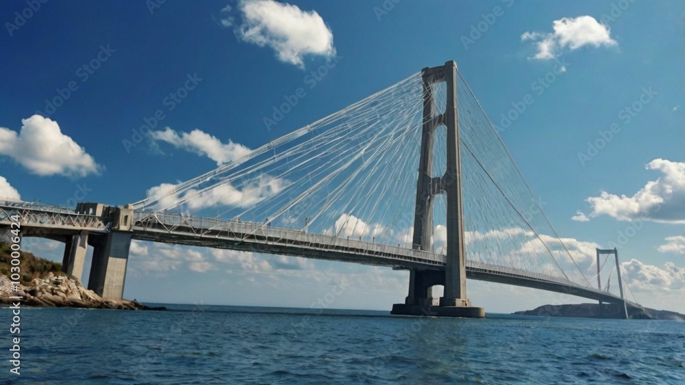 Fototapeta premium suspension bridge over the river