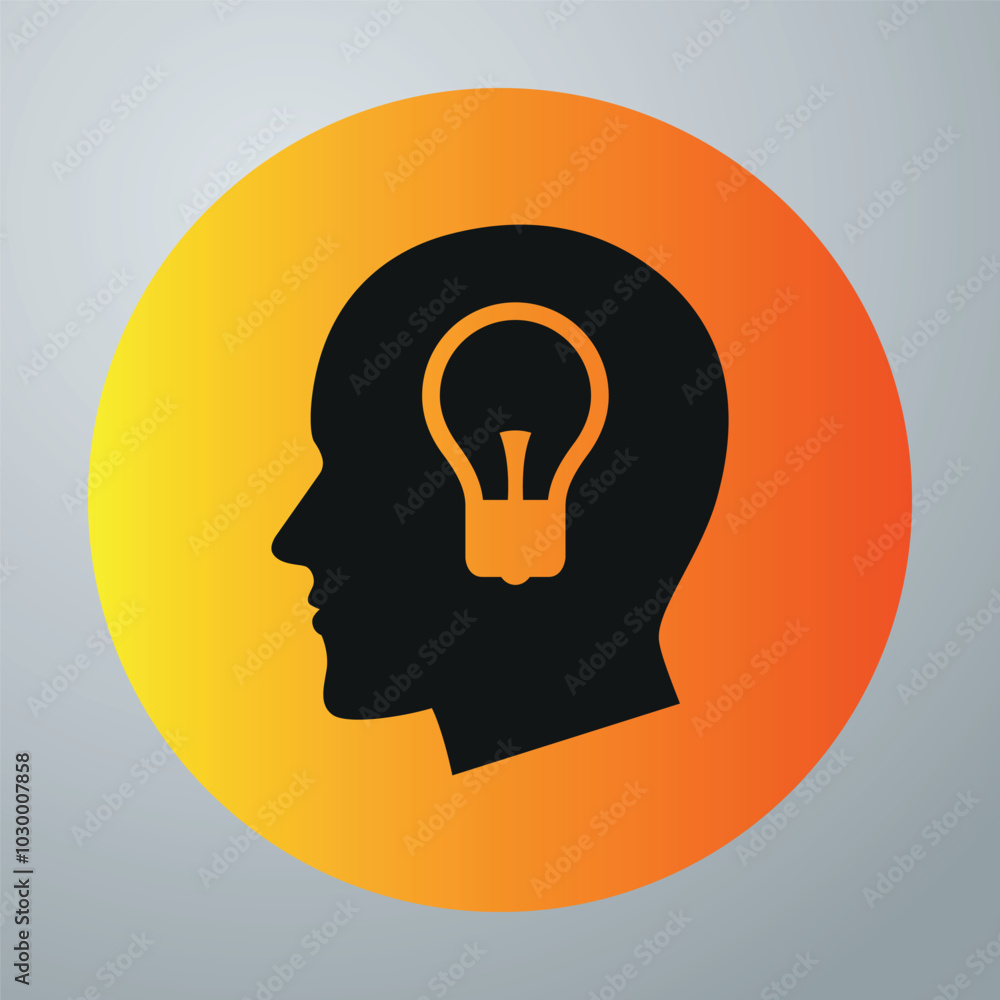 A bright flat icon illustrating an idea that comes to mind. Yellow creative icon. Vector on a gray background A bright flat icon illustrating an idea that comes to mind. Yellow creative icon. Vector on a gray background
