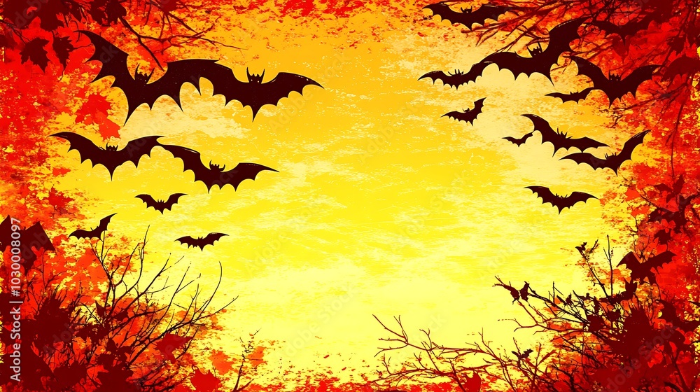 Obraz premium Halloween Background with Bats and Grunge Texture for Banner, Poster, Invitation or Flyer Minimalist White Background with Space for Text