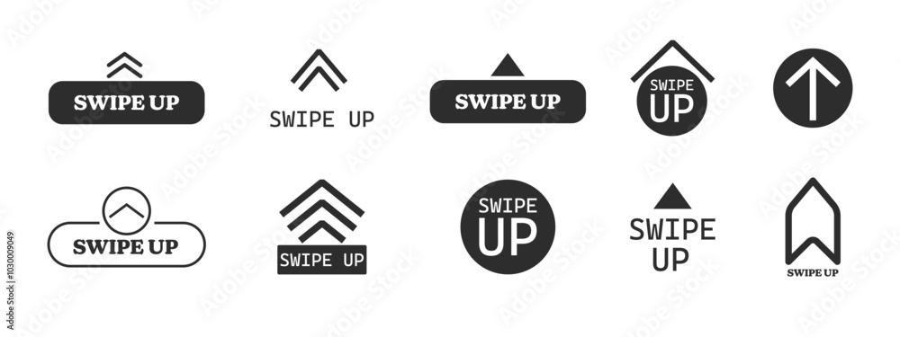 Swipe up slide arrow button, scroll ui icon. Interface simple sign, set of buttons for social media symbol. Swipe up, arrow up buttons Swipe up slide arrow button, scroll ui icon. Interface simple sign, set of buttons for social media symbol. Swipe up, arrow up buttons