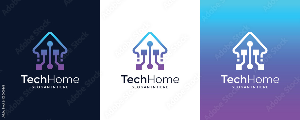 Home Technology Digital Dot Data Smart House Network Vector Logo Design Home Technology Digital Dot Data Smart House Network Vector Logo Design