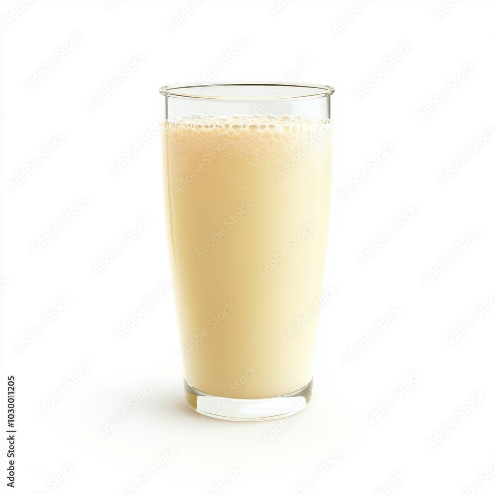 Ultra-realistic image of probiotic drink in glass on white background for health and wellness concepts Ultra-realistic image of probiotic drink in glass on white background for health and wellness concepts