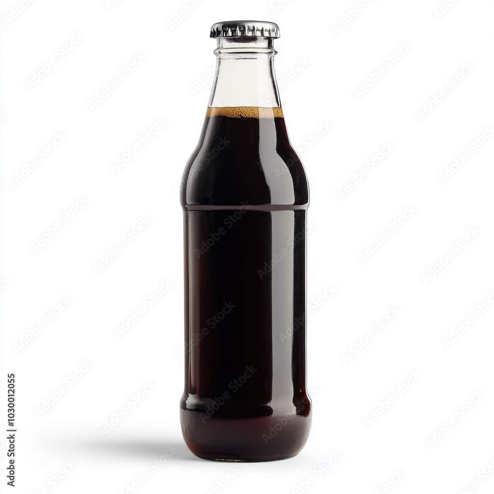 Chilled bottle of cold brew coffee on white background for beverage packaging design Chilled bottle of cold brew coffee on white background for beverage packaging design