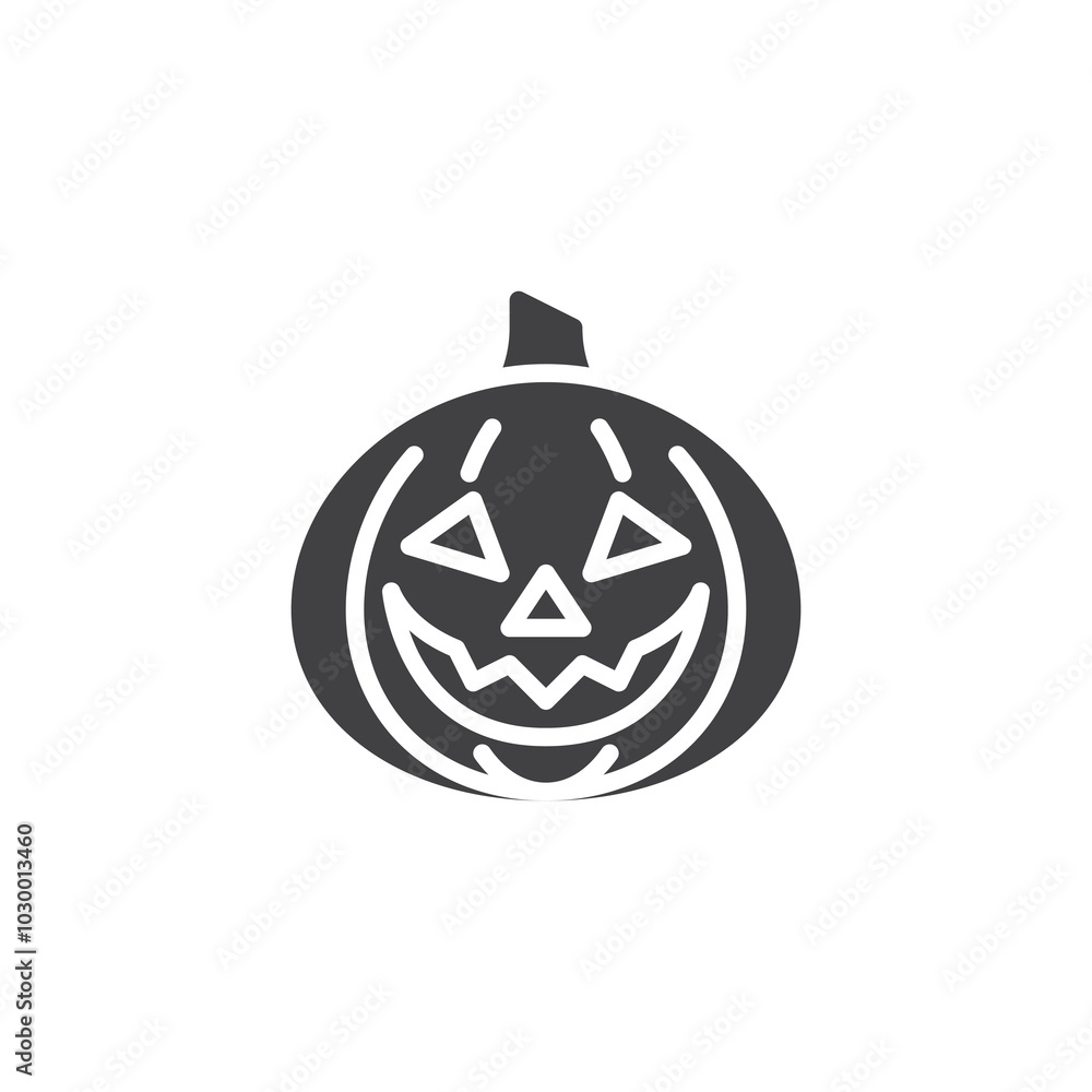 Fototapeta premium Carved pumpkin with a spooky face vector icon