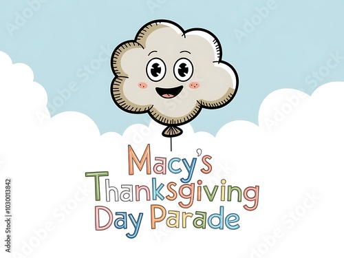 Smiling Cartoon Cloud Balloon for Macy's Thanksgiving Day Parade photo