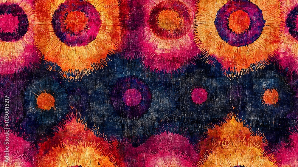 Vibrant Bandhani Design with Overlapping Circles Vibrant Bandhani Design with Overlapping Circles