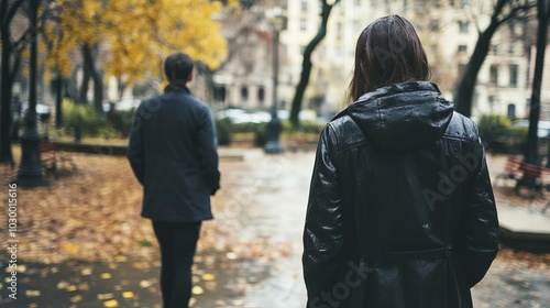 Man Walking Away Angrily From Partner in Park