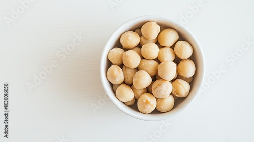 Delicious Macadamia Nuts in a White Bowl