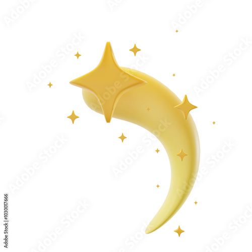 yellow shooting star 3d icon