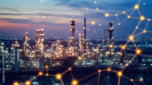 Wallpaper Mural A city skyline with a network of lights and a few clouds in the sky. The lights are connected to each other, creating a sense of unity and connectivity. Scene is one of modernity Torontodigital.ca