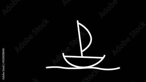 wind icon animation, sailboat in transparent background, alpha channel