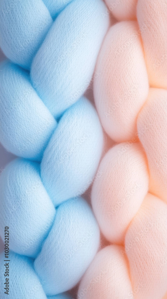 Soft pastel knitted texture in blue and peach hues, creating cozy and inviting atmosphere. Perfect for crafting or home decor Soft pastel knitted texture in blue and peach hues, creating cozy and inviting atmosphere. Perfect for crafting or home decor