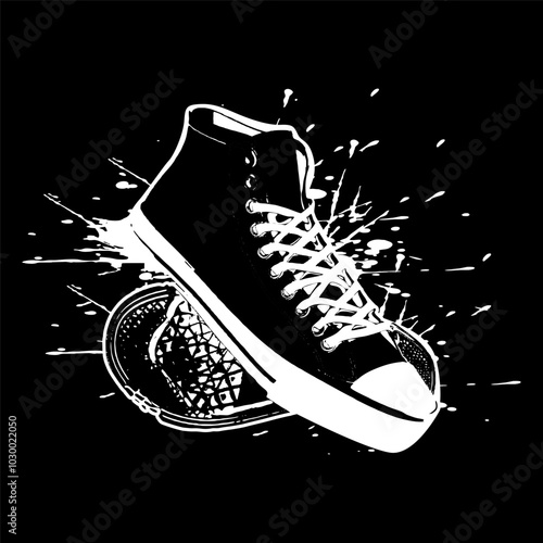 Grunge Sneakers Shoes Vector Image And Illustration