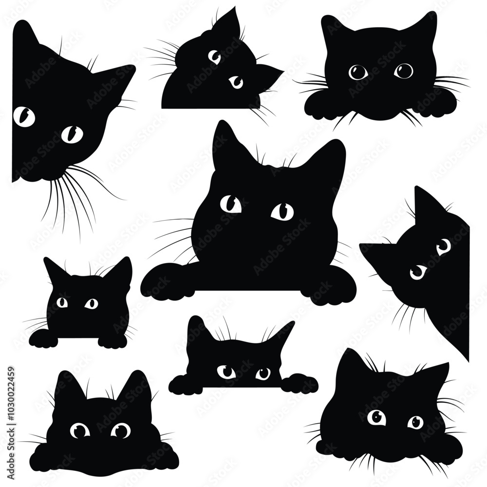 Fototapeta premium Silhouette Black Cat Illustration