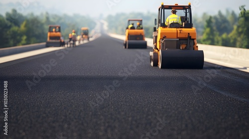 Precision Asphalt Resurfacing Along a Wide Urban Highway photo