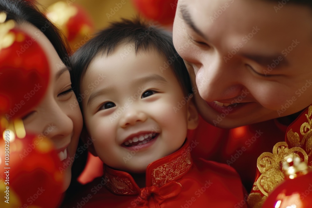 Joyful Family Celebrating Traditional Chinese New Year Together Joyful Family Celebrating Traditional Chinese New Year Together
