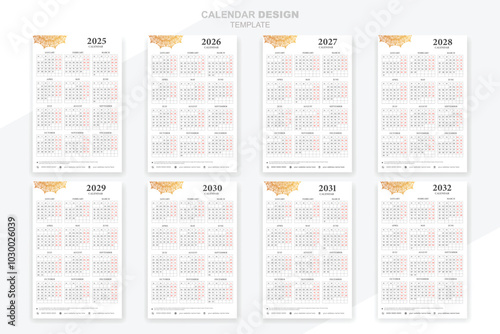 New Modern minimal style 2025, 2026, 2027,2028, 2029, 2030, 2031, 2032 set collection vector design