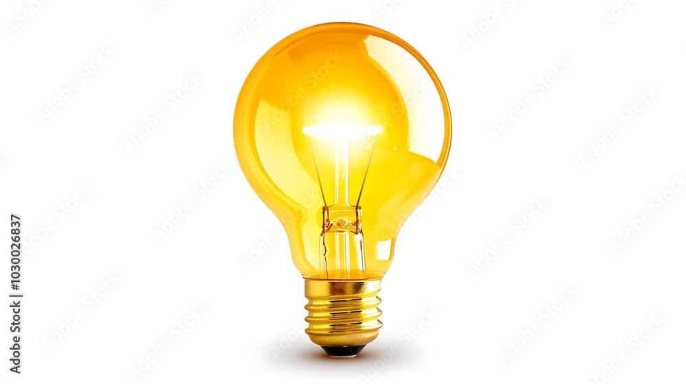 Glowing yellow light bulb isolated on white background. 3d illustration Glowing yellow light bulb isolated on white background. 3d illustration