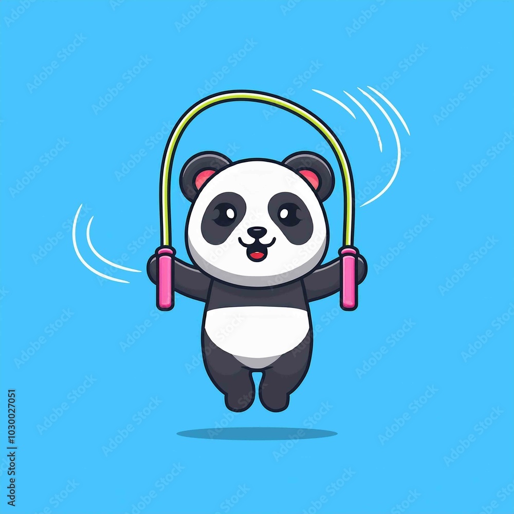 Cute Panda Playing Jump Rope Cartoon Vector Cute Panda Playing Jump Rope Cartoon Vector