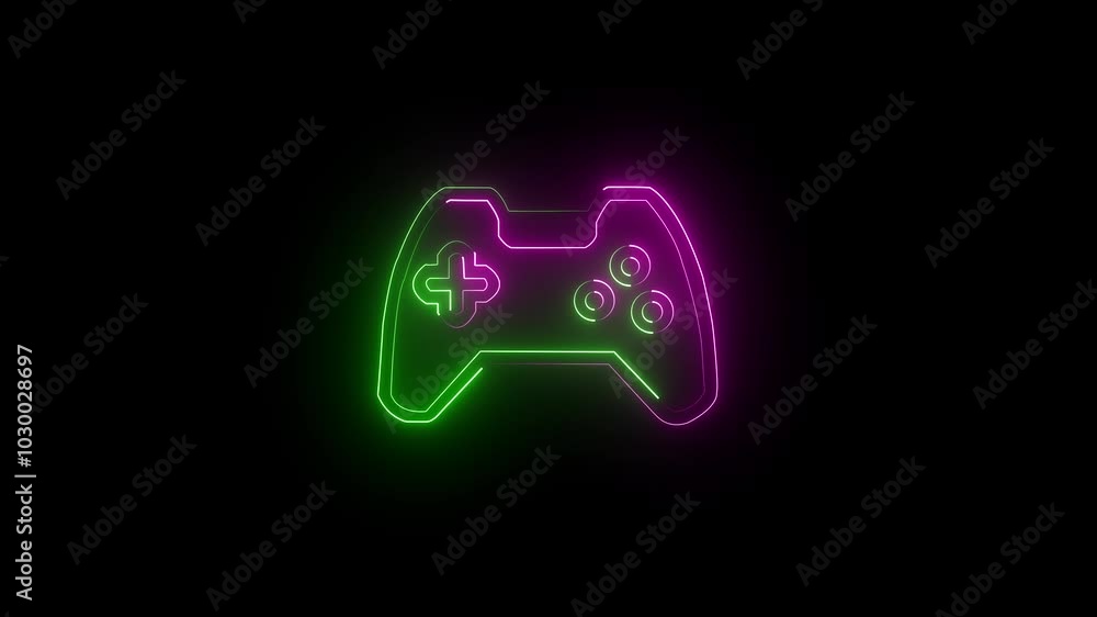 Video games concept. Glowing wireless gamepad. Neon Gamepad, Video Games Concept Background, Video games concept. Glowing wireless gamepad. Neon Gamepad, Video Games Concept Background,