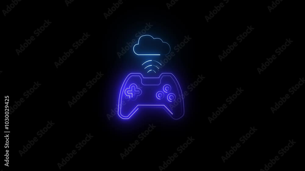 neon stream gamers concept. Glowing wireless gamepad. Neon stream Gamepad. neon stream gamers concept. Glowing wireless gamepad. Neon stream Gamepad.