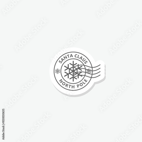 Santa Claus mail stamp icon sticker isolated on gray background