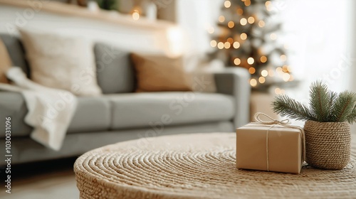 Cozy Living Room Decorated for the Holiday Season