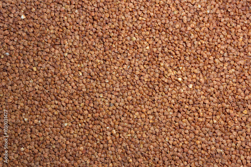 Wallpaper Mural Dry Uncooked Brown Buckwheat Groats Background - Top View, Flat Lay. Raw Large Buckwheat Grains. Russian, Ukrainian and Belarusian Culture Torontodigital.ca