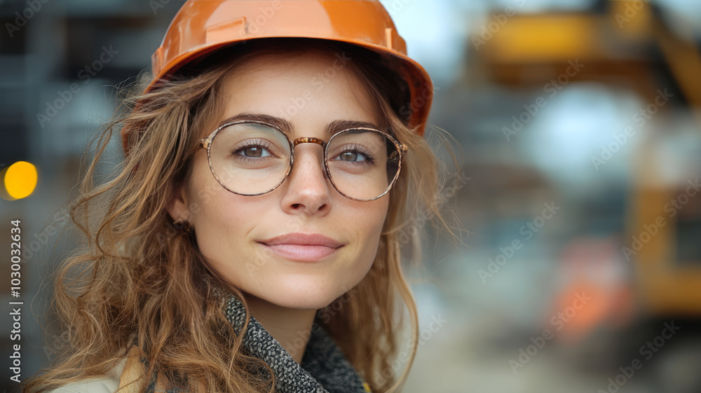 Portrait of woman architect on construction site. Portrait of woman architect on construction site.