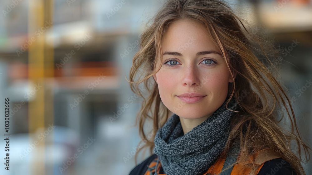 Portrait of woman architect on construction site. Portrait of woman architect on construction site.