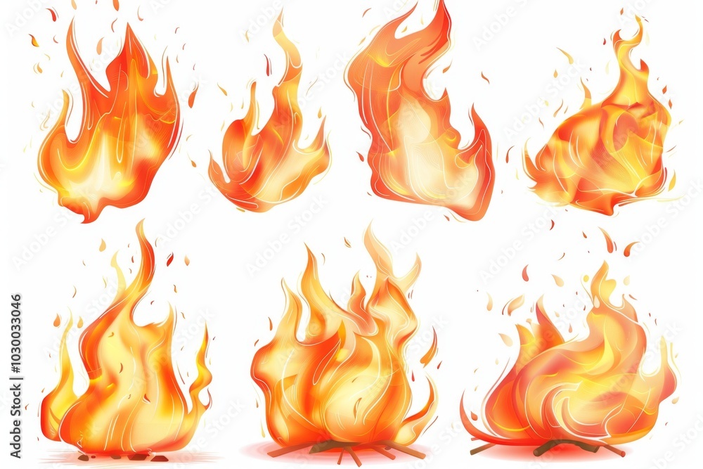 Fire icon, flame bonfire sign, campfire symbol, 3d realistic burn graphic element, fire emblem, grill pictogram Fire icon, flame bonfire sign, campfire symbol, 3d realistic burn graphic element, fire emblem, grill pictogram