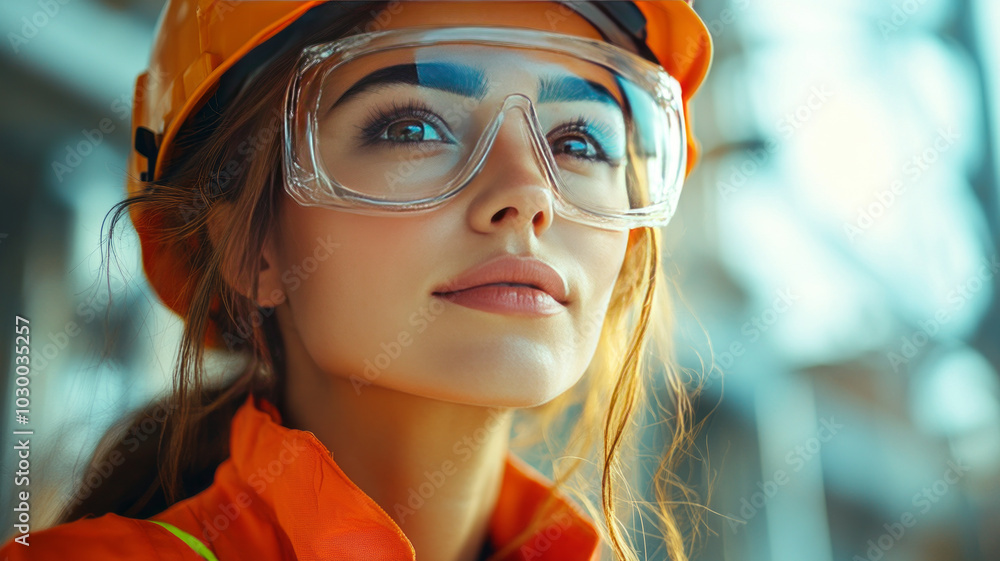Portrait of woman architect on construction site. Portrait of woman architect on construction site.