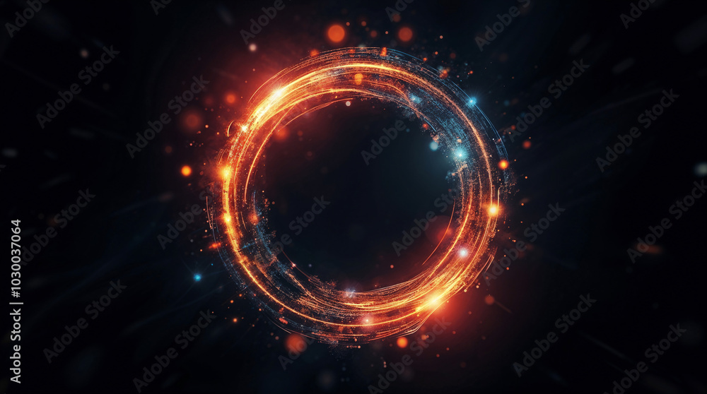 Fototapeta premium abstract holographic shape, glowing frame on black background. Generative AI