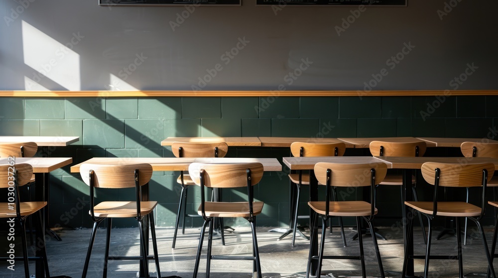 Empty Tables and Chairs in a Modern Restaurant Empty Tables and Chairs in a Modern Restaurant