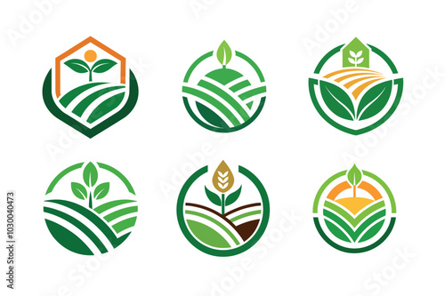 6 set Agro logo icon