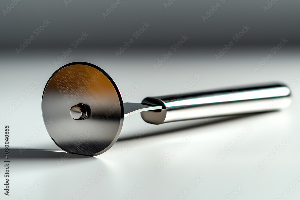 Metal pizza cutter on white background Metal pizza cutter on white background