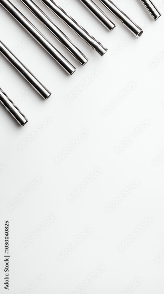 Metal straws on a white isolate background Metal straws on a white isolate background