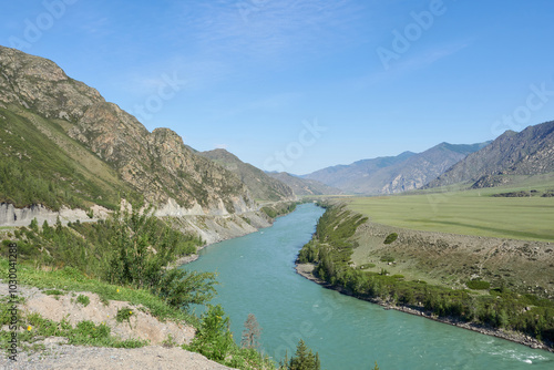 Beautiful view of the river Katun, Mountain Altai. photo