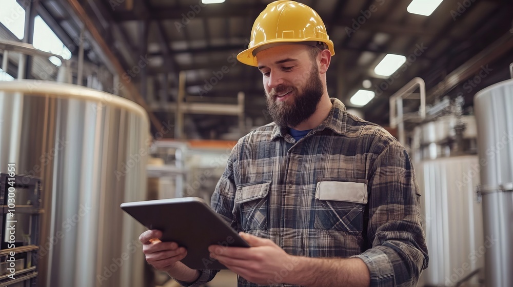 Engineer Monitoring Production Line in Industrial Facility Engineer Monitoring Production Line in Industrial Facility