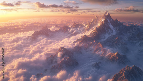 Towering peaks made entirely of purple amethyst crystals glint in the morning sun