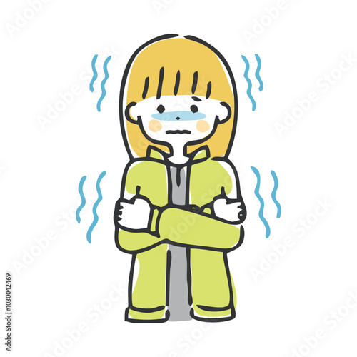 寒くて震えている女性