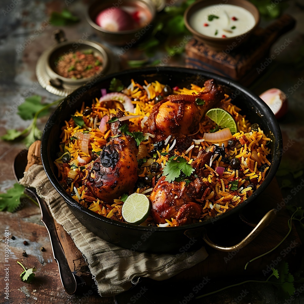 Chicken Biryani with basmati rice, indian cuisine Chicken Biryani with basmati rice, indian cuisine