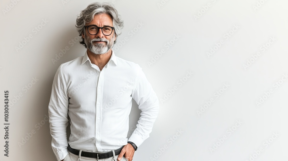 Fototapeta premium Confident Middle-Aged Man with Salt and Pepper Hair
