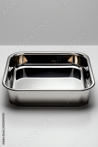 Stainless steel baking tray, white isolate background