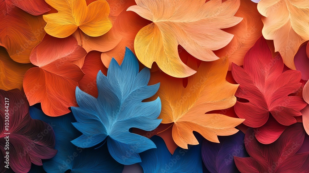 Multicolored paper cut leaf pattern with layered autumn tones, creating a rich, natureinspired design, paper cut leaves, colorful botanical pattern Multicolored paper cut leaf pattern with layered autumn tones, creating a rich, natureinspired design, paper cut leaves, colorful botanical pattern