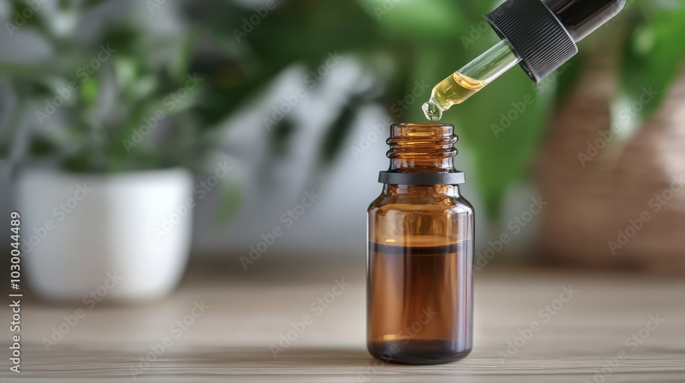 Anti-aging serum in a glass dropper bottle Anti-aging serum in a glass dropper bottle