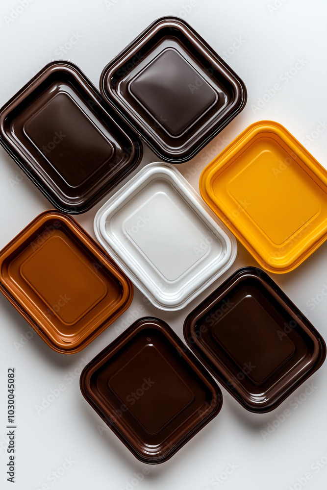 Various colored food plates, isolated background Various colored food plates, isolated background