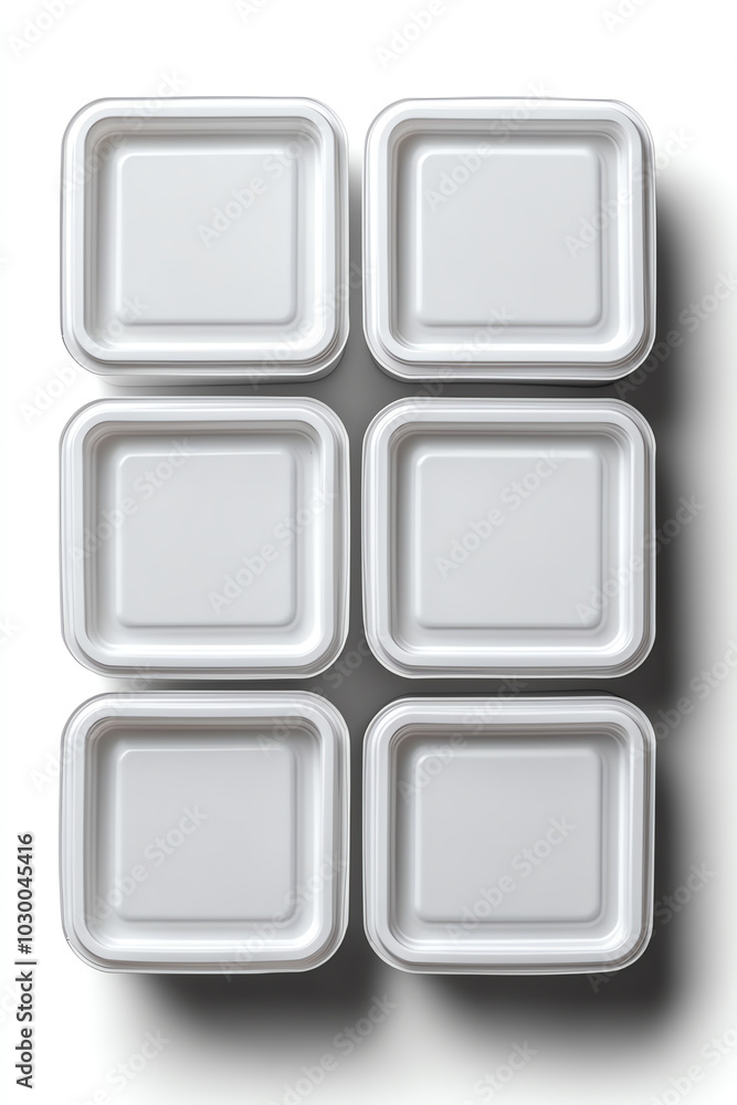 White square food containers, isolated background White square food containers, isolated background